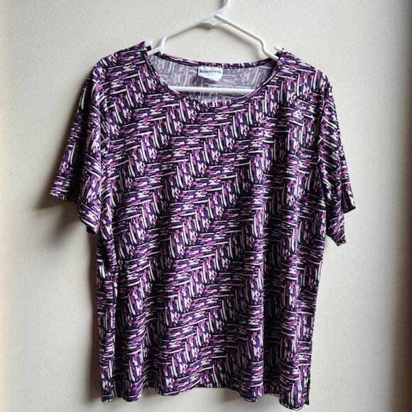 BonWorth Purple Print Scoop Neck Short Sleeve Jersey Size Large - Picture 7 of 12